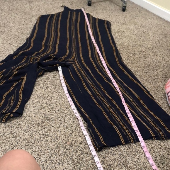 NICHOLAS Samira Wide Leg Cropped Jumpsuit Size US 16 Navy Blue Silk Chain Print - Picture 12 of 12